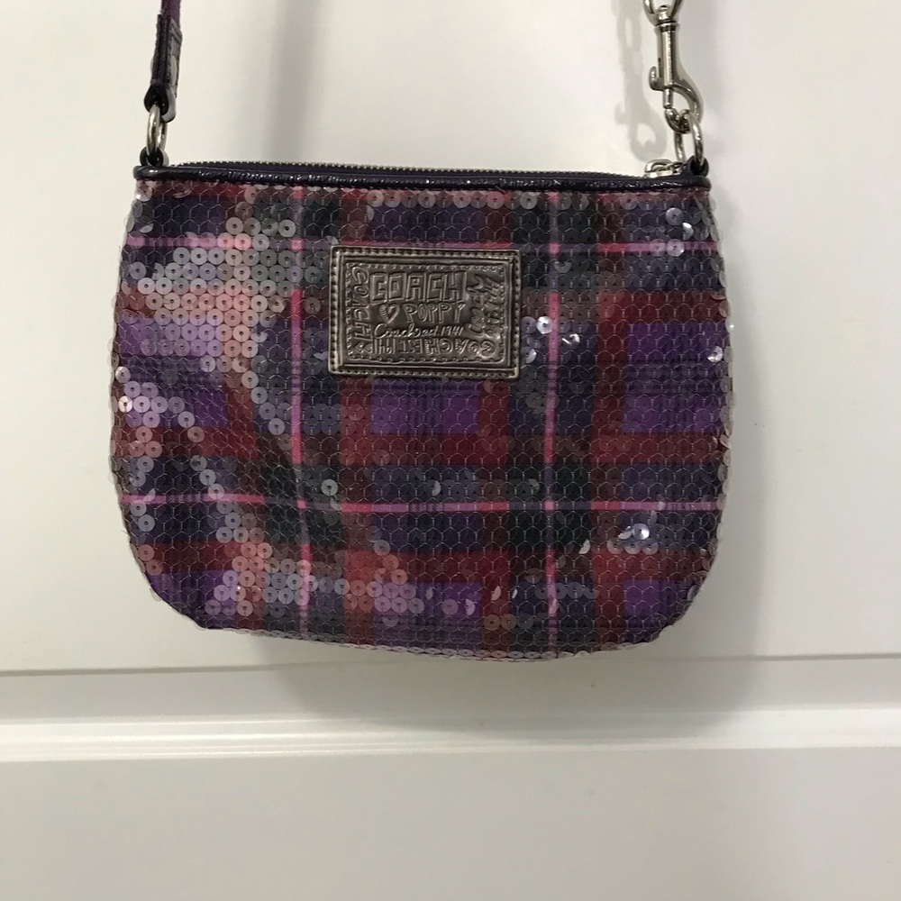 Coach Poppy Tartan Plaid Sequin Crossbody Shoulder Collectible Bag EUC